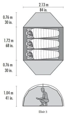 MSR Elixir 3 / 3 Persoons Tent Grijs -Winkel Voor Kampeerartikelen Voor Buiten 41172 msr elixir 3 3 persoons tent