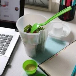 ML Salad To Go Beker Met Vork -Winkel Voor Kampeerartikelen Voor Buiten 61895 ml salad to go beker met vork