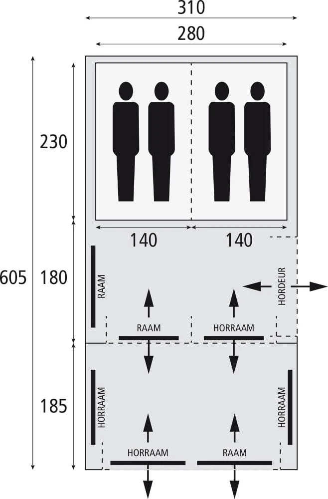 Bardani AirSpace 310 TC AIR - 4 Persoons Opblaastent Beige 2 Bardani AirSpace 310 TC AIR - 4 Persoons Opblaastent Beige - Afbeelding 2