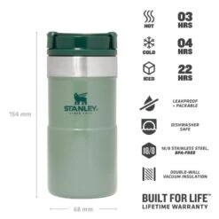 Stanley The NeverLeak Travel Mug 0,25 L Groen -Winkel Voor Kampeerartikelen Voor Buiten 82021 stanley the neverleak travel mug 025 l