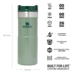 Stanley The NeverLeak Travel Mug 0,35 L Groen -Winkel Voor Kampeerartikelen Voor Buiten 82025 stanley the neverleak travel mug 035 l