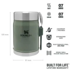 Stanley The Legendary Food Jar + Spork 0,4 L Groen -Winkel Voor Kampeerartikelen Voor Buiten 83196 stanley the legendary food jar spork 04 l