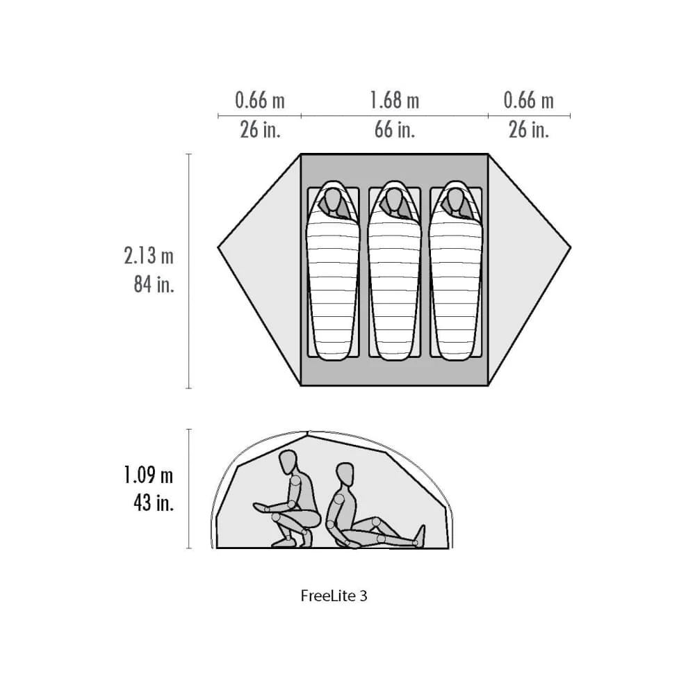 MSR FreeLite 3 / 3 Persoons Tent Groen 3 MSR FreeLite 3 / 3 Persoons Tent Groen - Afbeelding 3