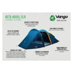 Vango Beta 450XL CLR / 4 Persoons Tent Blauw -Winkel Voor Kampeerartikelen Voor Buiten 96968 vango beta 450xl clr 4 persoons tent