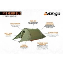 Vango F10 Xenon UL 2 / 2 Persoons Tent Groen -Winkel Voor Kampeerartikelen Voor Buiten 96974 vango f10 xenon ul 2 2 persoons tent
