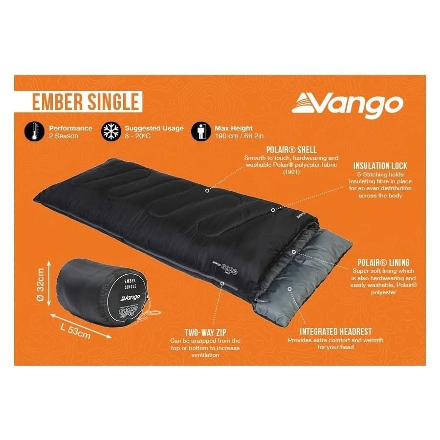Vango Ember Single Deken Slaapzak Synthetisch Zwart 4 Vango Ember Single Deken Slaapzak Synthetisch Zwart - Afbeelding 4